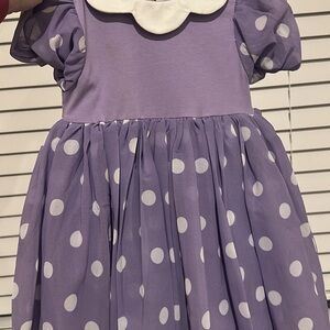 Taylor Joelle Minnie Mouse Inspired Purple Polka Dot Dress with White Collar
